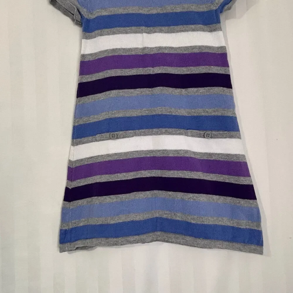 The Childrens Place Girls Striped Sweater Dress Size XS 4 EUC Purple Blue - Picture 4 of 5